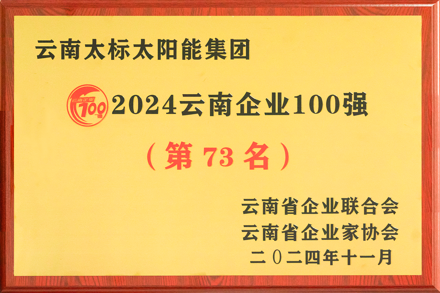 2024云南企業(yè)100強獎牌